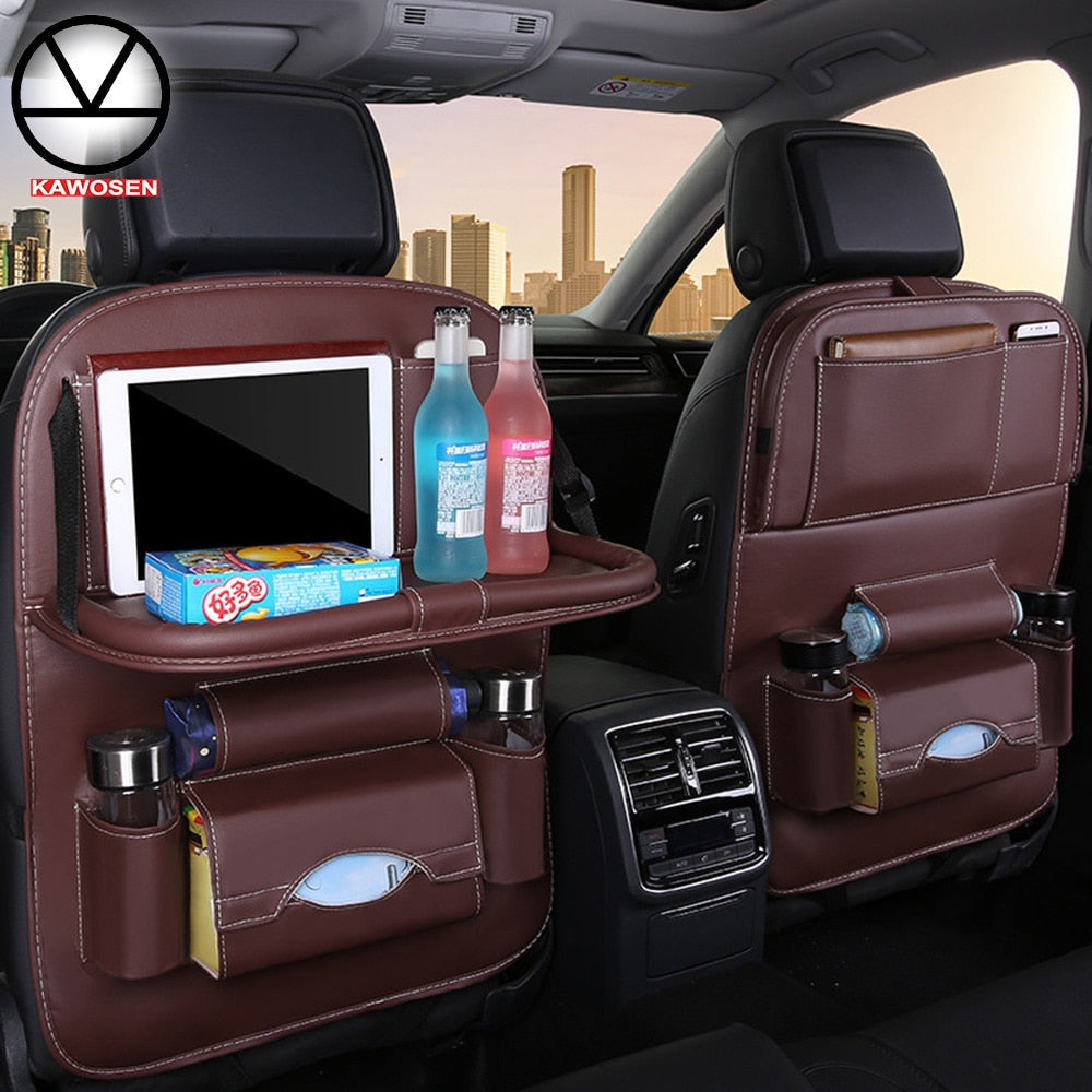 Organizador de cuero para asiento de auto