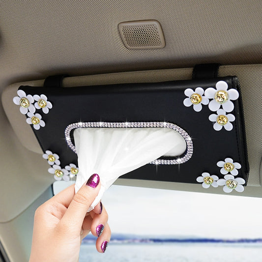 Porta caja papel de cristal para visera de auto